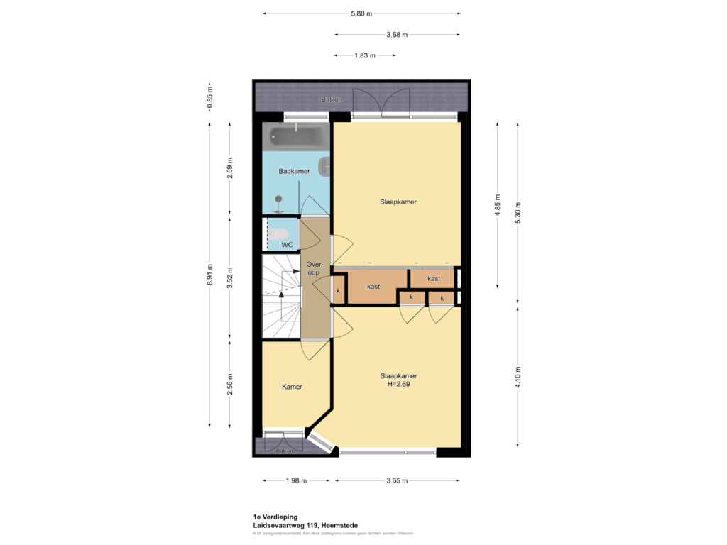 View floorplan of 1e Verdieping of Leidsevaartweg 119