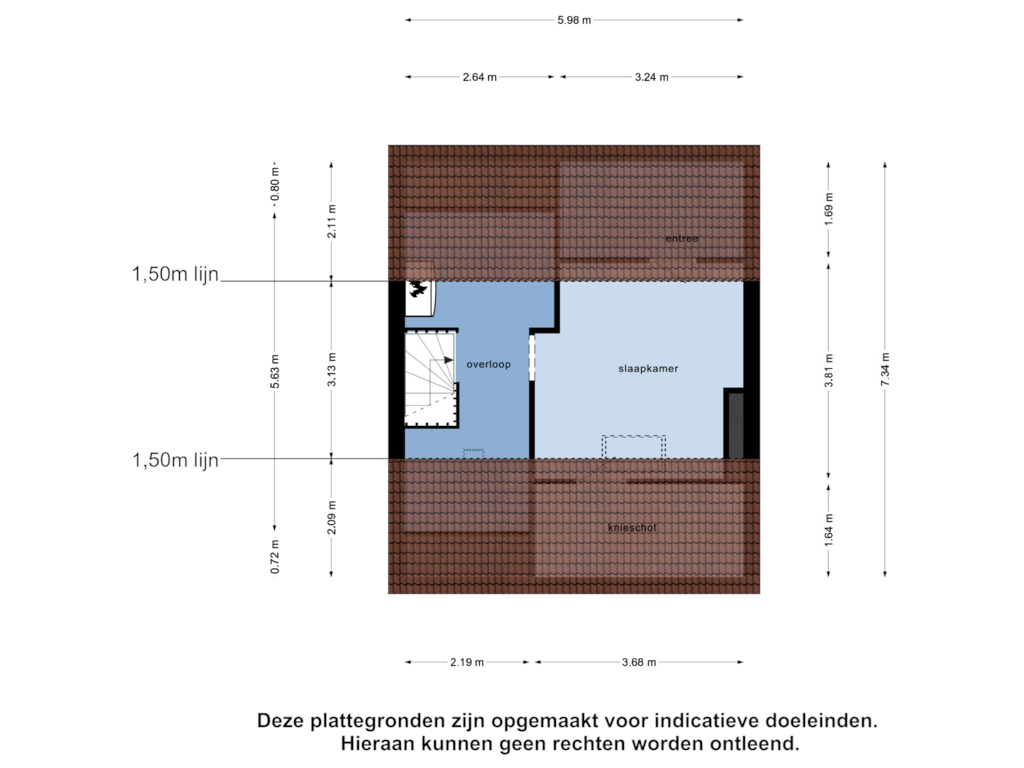 Bekijk plattegrond van Tweede Verdieping van Christinastraat 12-A