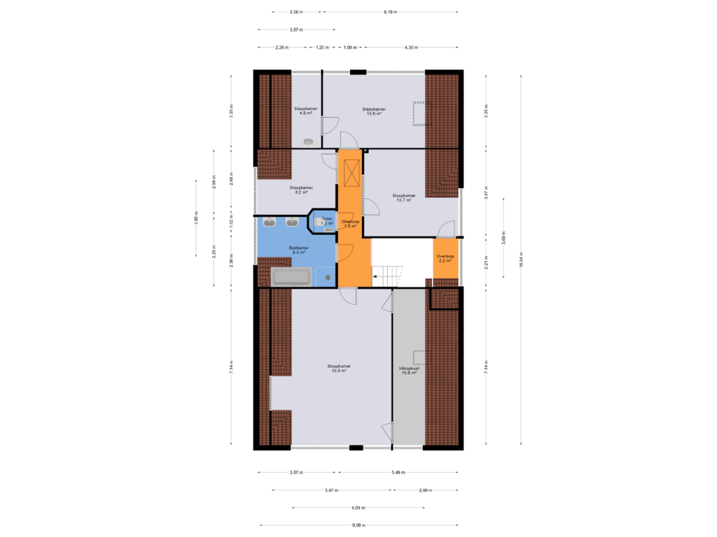 View floorplan of 1e verdieping of Waardeellaan 1