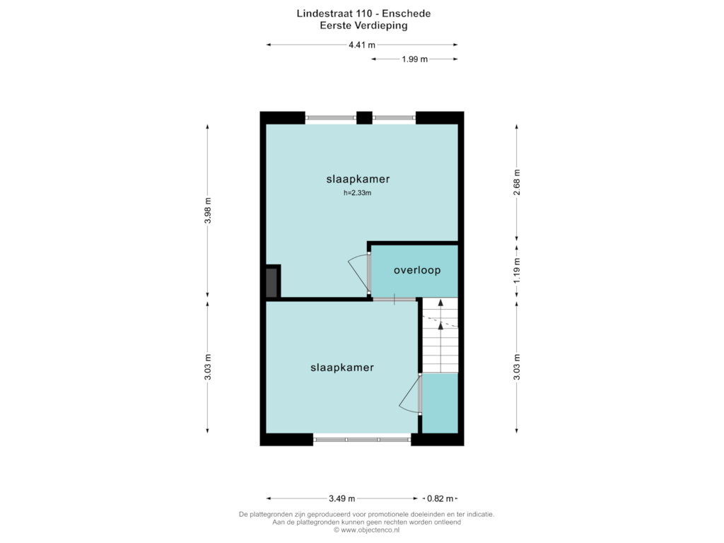 View floorplan of EERSTE VERDIEPING of Lindestraat 110