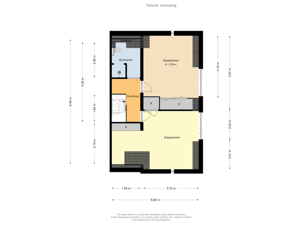 View floorplan of Tweede verdieping of Haviklaan 24