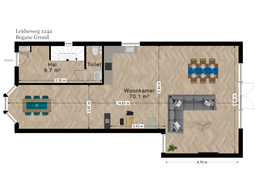 Bekijk plattegrond van Begane Grond van Leidseweg 124-A