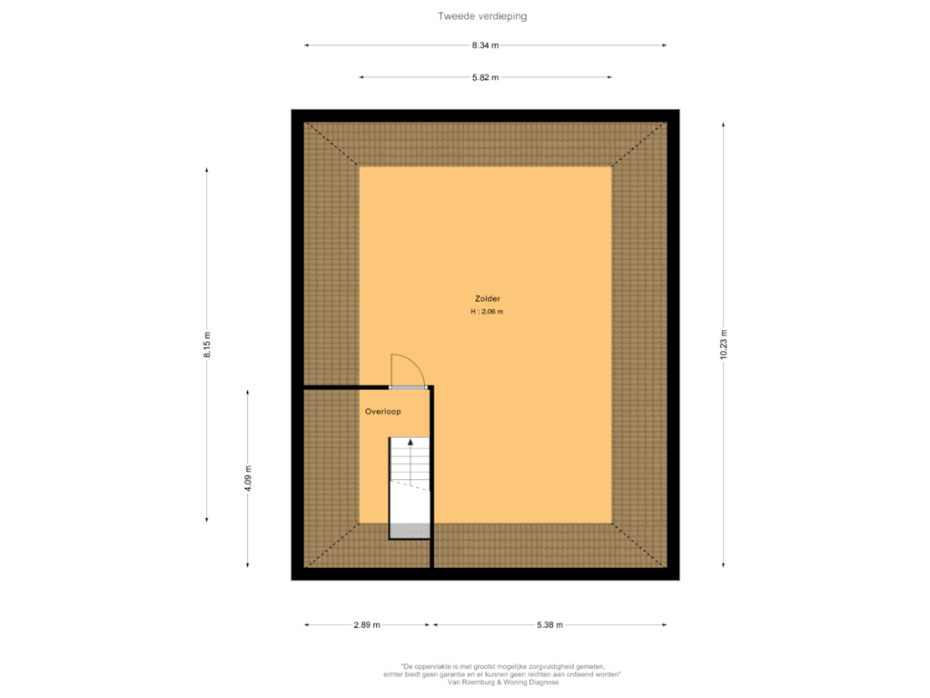 View floorplan of Tweede verdieping of Kerkpad NZ 35