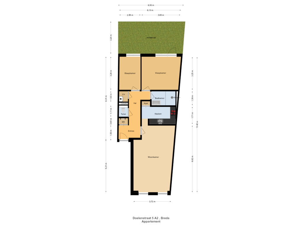 Bekijk plattegrond van Appartement van Doelenstraat 5-A2