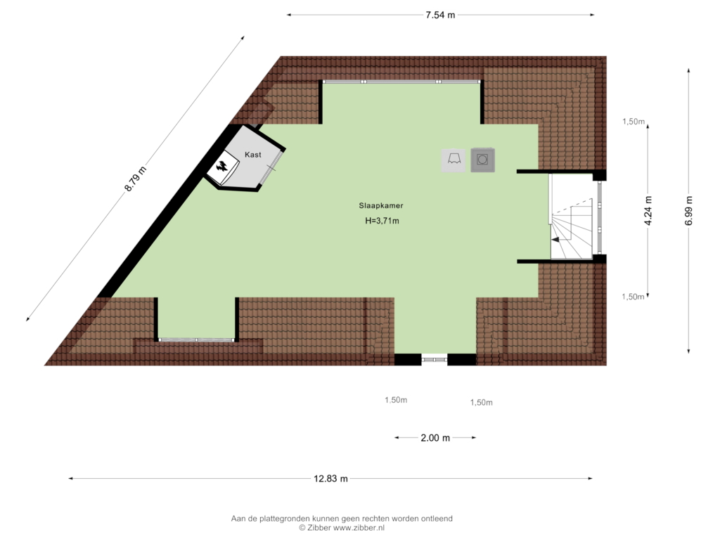 Bekijk plattegrond van Tweede verdieping van Rustenburgerlaan 1