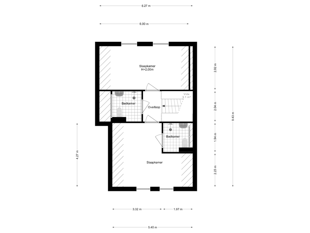 Bekijk plattegrond van 1e Verdieping van Wevelsweg 9-1