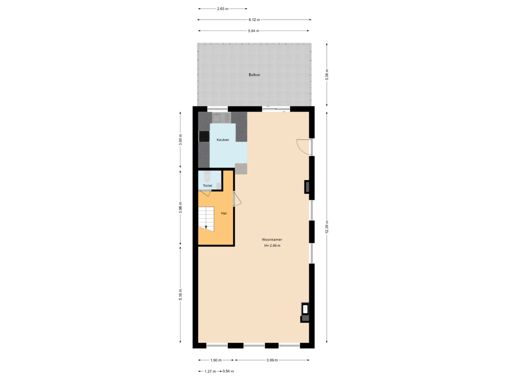 Bekijk plattegrond van Tweede Woonlaag van de Kempenaerstraat 31-A