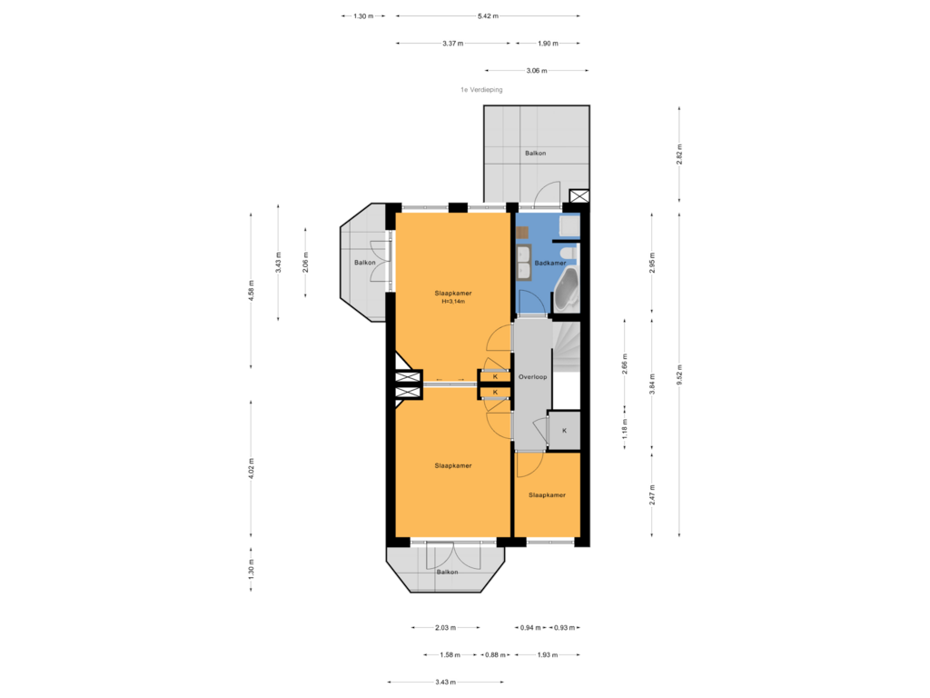 Bekijk plattegrond van 1e Verdieping van Koninginnelaan 33