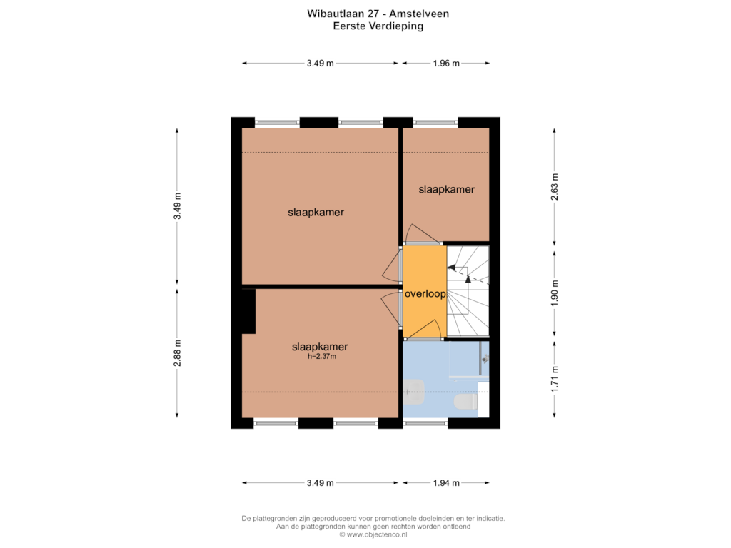 Bekijk plattegrond van Eerste Verdieping van Wibautlaan 27