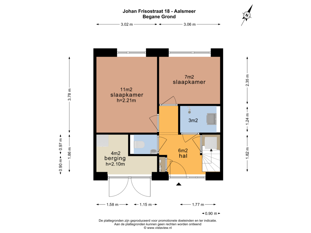 View floorplan of BEGANE GROND of Johan Frisostraat 18