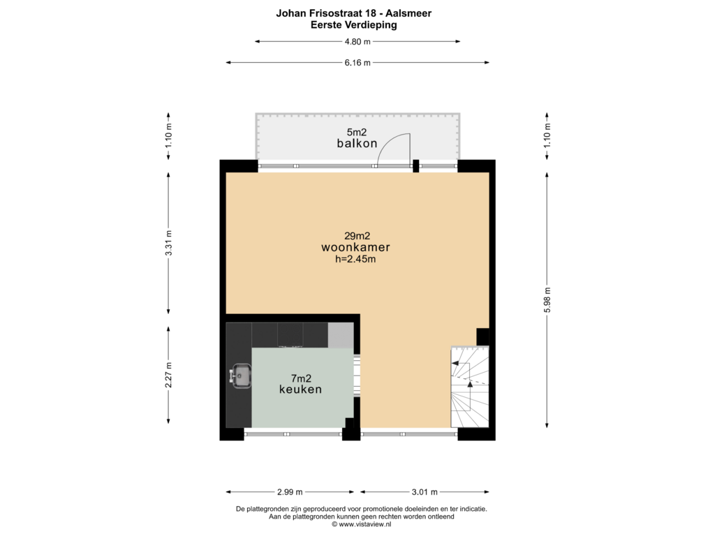 View floorplan of EERSTE VERDIEPING of Johan Frisostraat 18