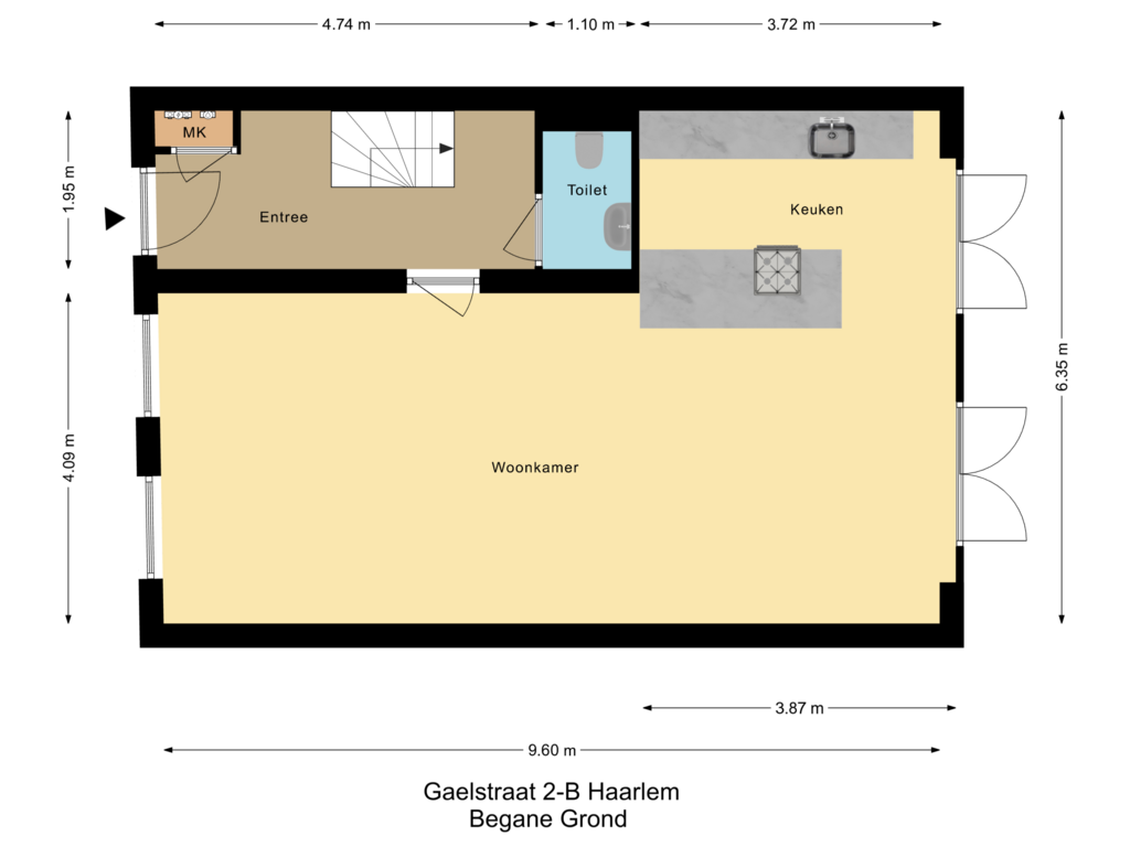 Bekijk plattegrond van Begane Grond van Gaelstraat 2-B