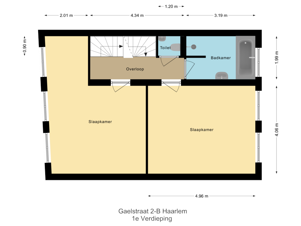 Bekijk plattegrond van 1e Verdieping van Gaelstraat 2-B