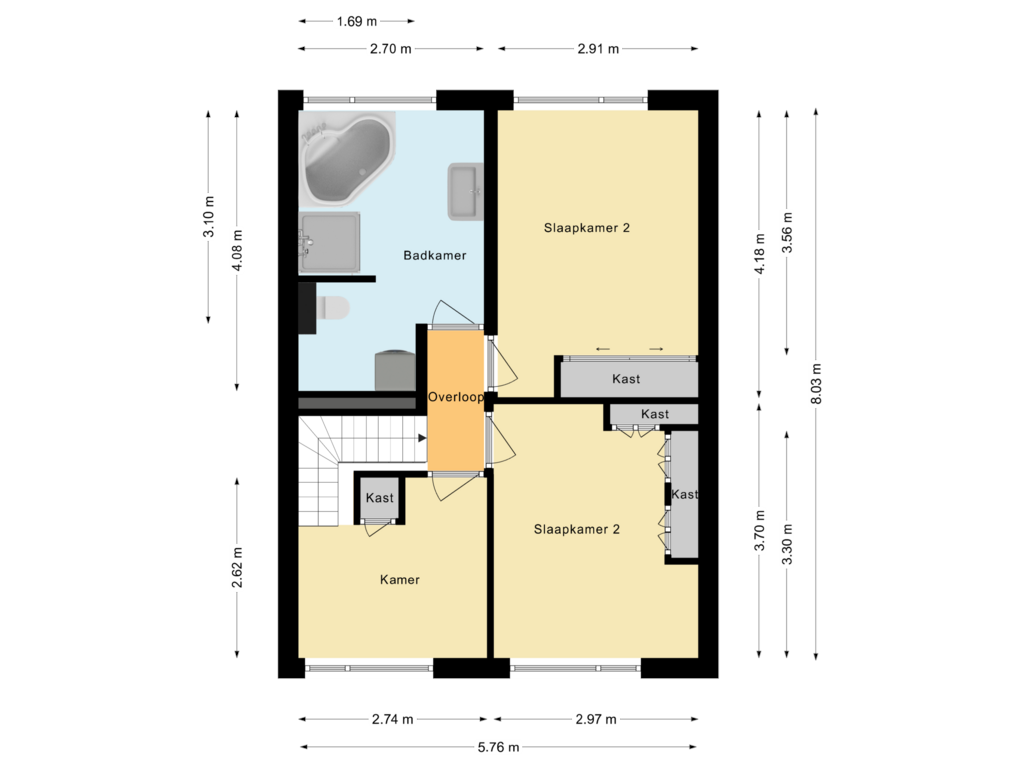 View floorplan of Eerste verdieping of Ranonkellaan 19