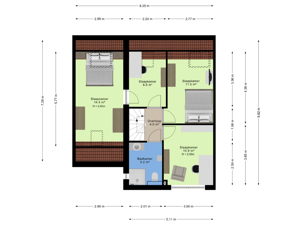 View floorplan of 1e verdieping of Sneeuwuil 3