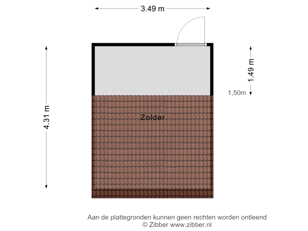 View floorplan of Zolder of St Plechelmuspad 13