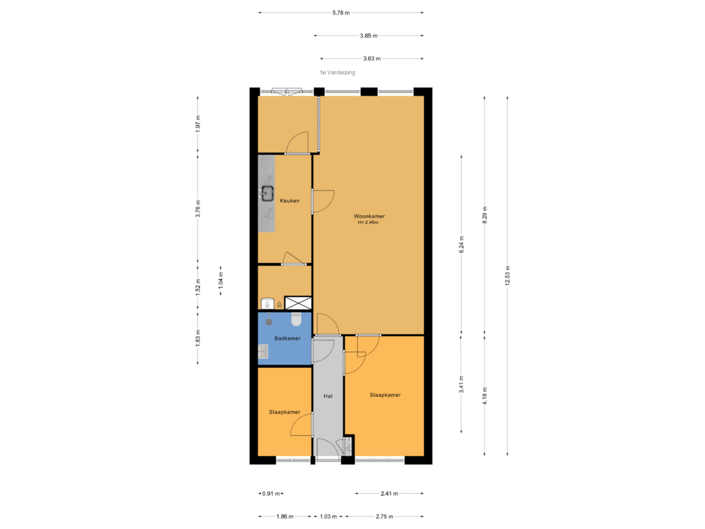 Bekijk plattegrond van 1e Verdieping van Binnenkade 20