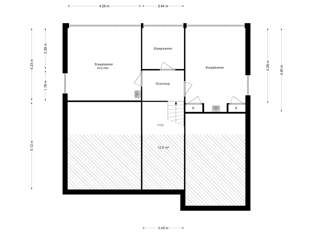 View floorplan of 1e Verdieping of G.J. van Leersumstraat 5