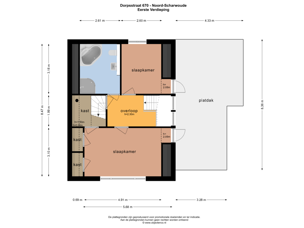 View floorplan of EERSTE VERDIEPING of Dorpsstraat 670