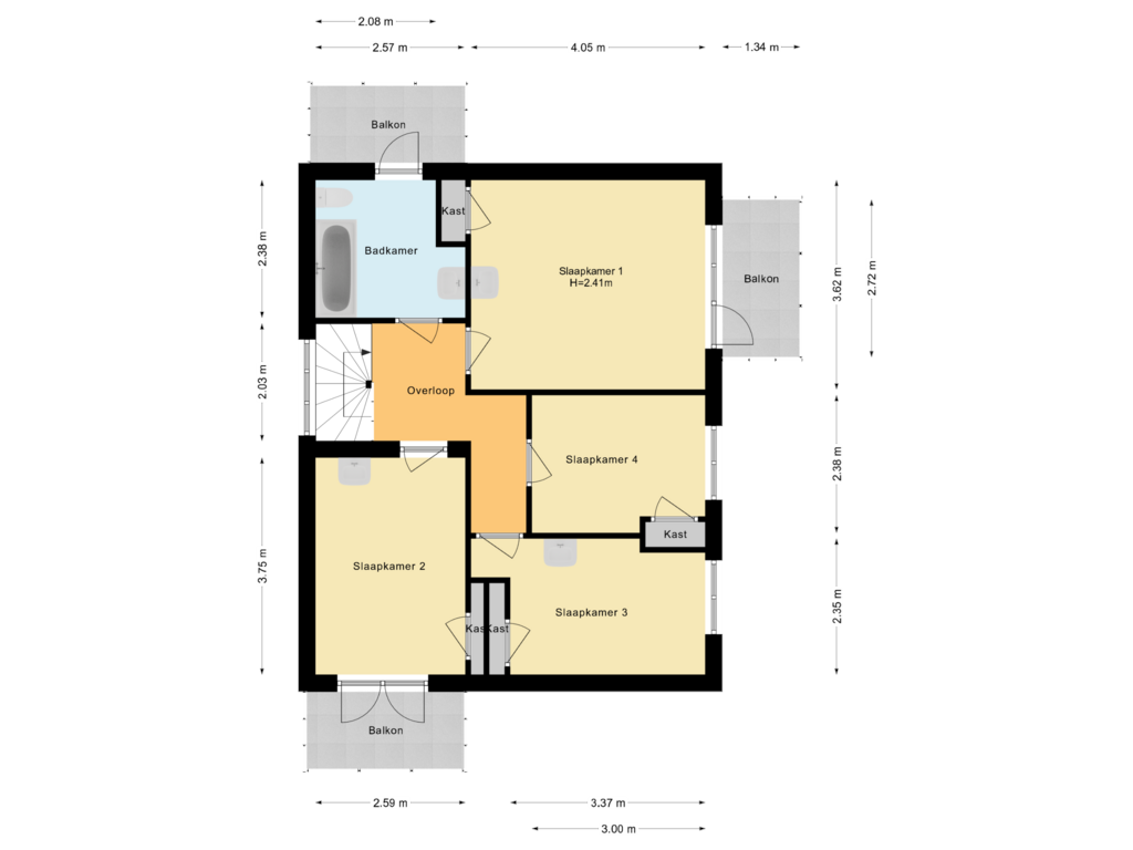 View floorplan of Eerste verdieping of Juliana van Stolbergstraat 24