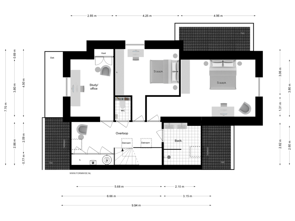 Bekijk plattegrond van 2e VERDIEPING van Richard Wagnerstraat 36