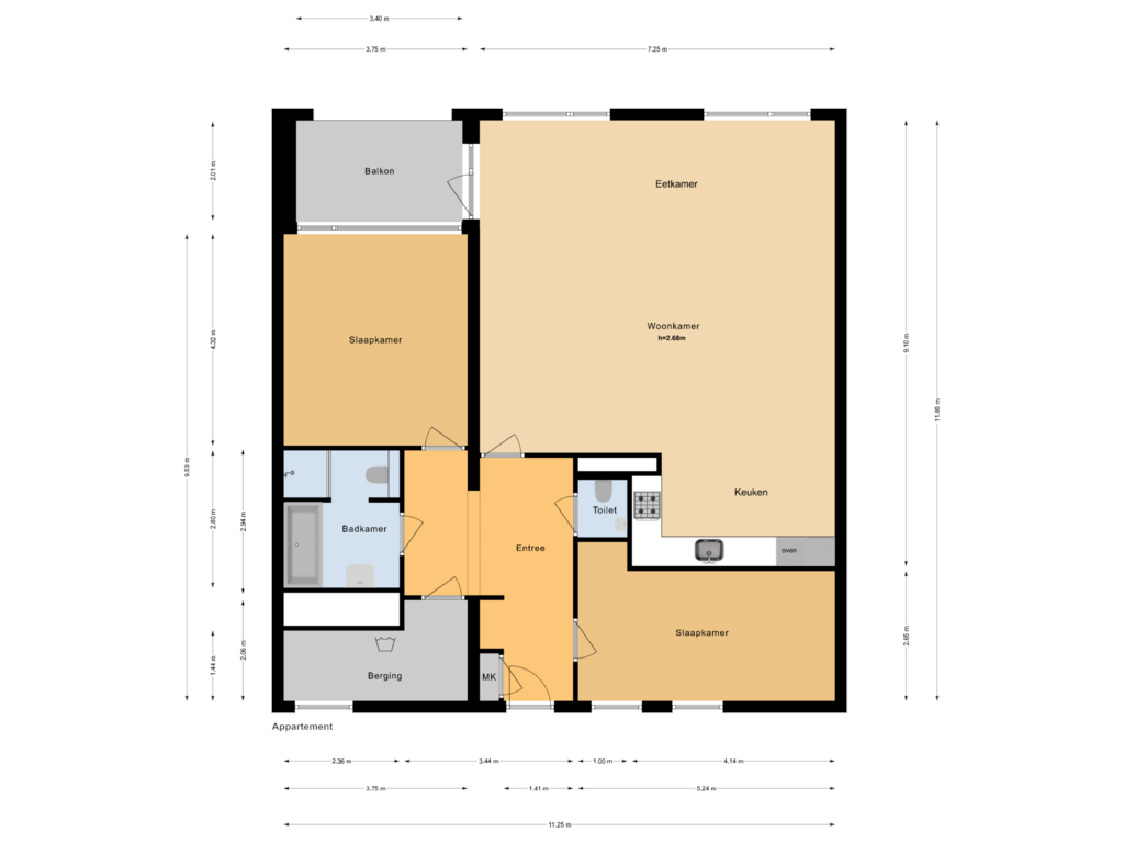 Bekijk plattegrond van Appartement van Tommaso Albinonistraat 22