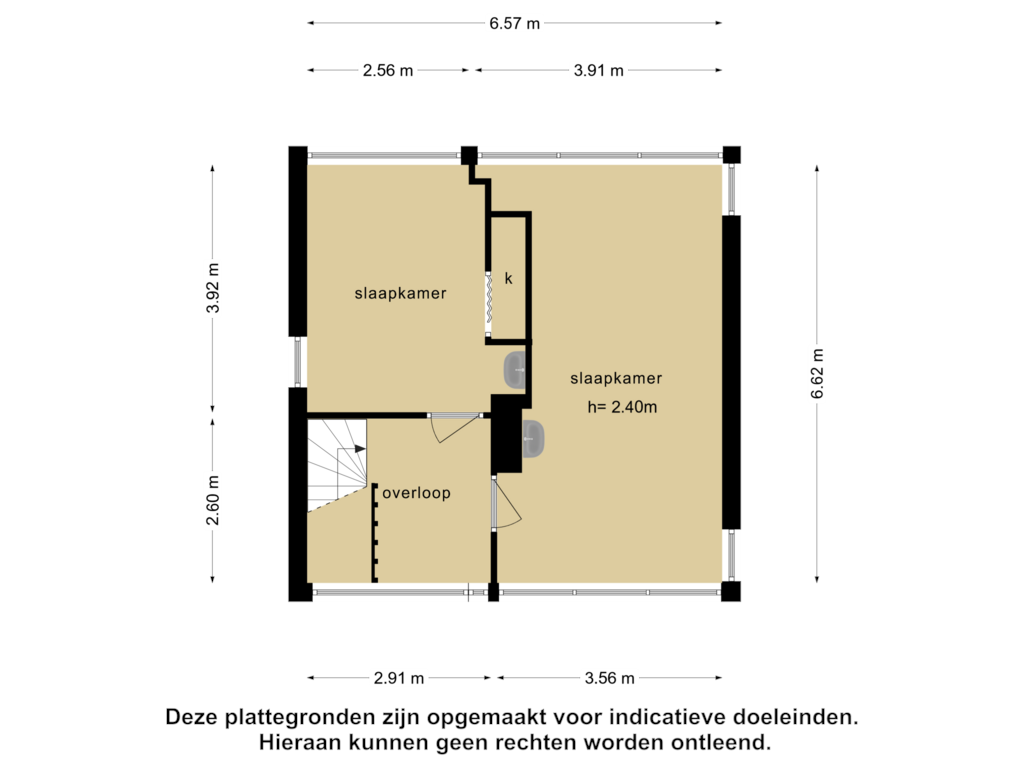 Bekijk plattegrond van 2e verdieping van Hofvliet 77