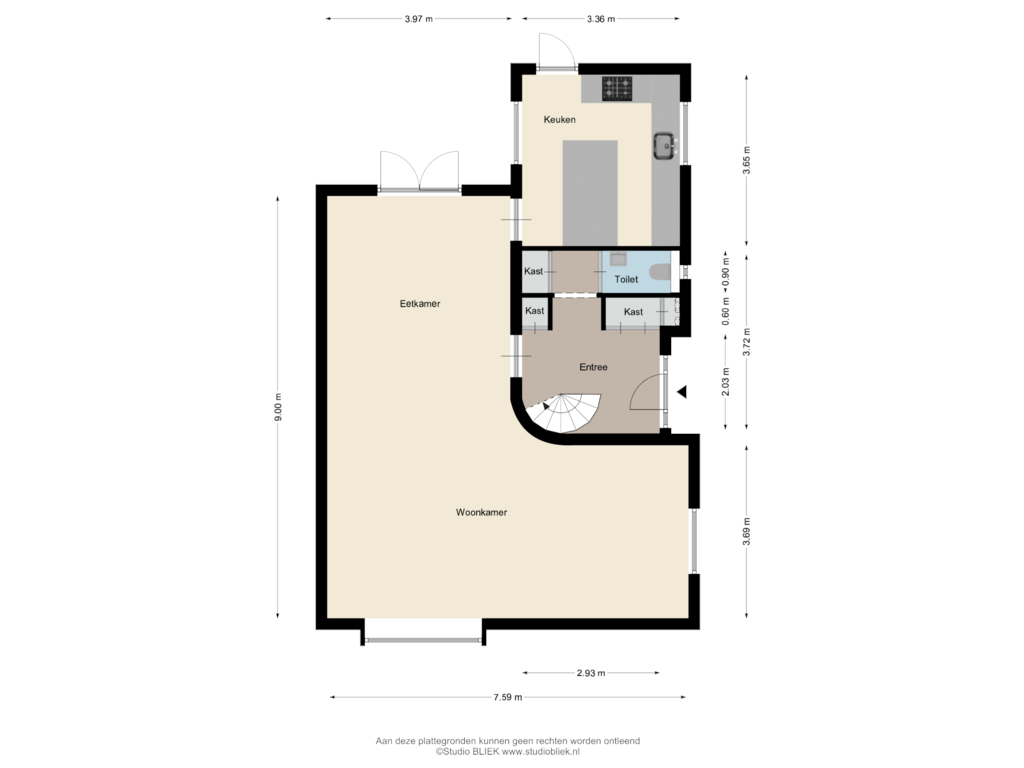 Bekijk plattegrond van Begane grond van Massenetlaan 30