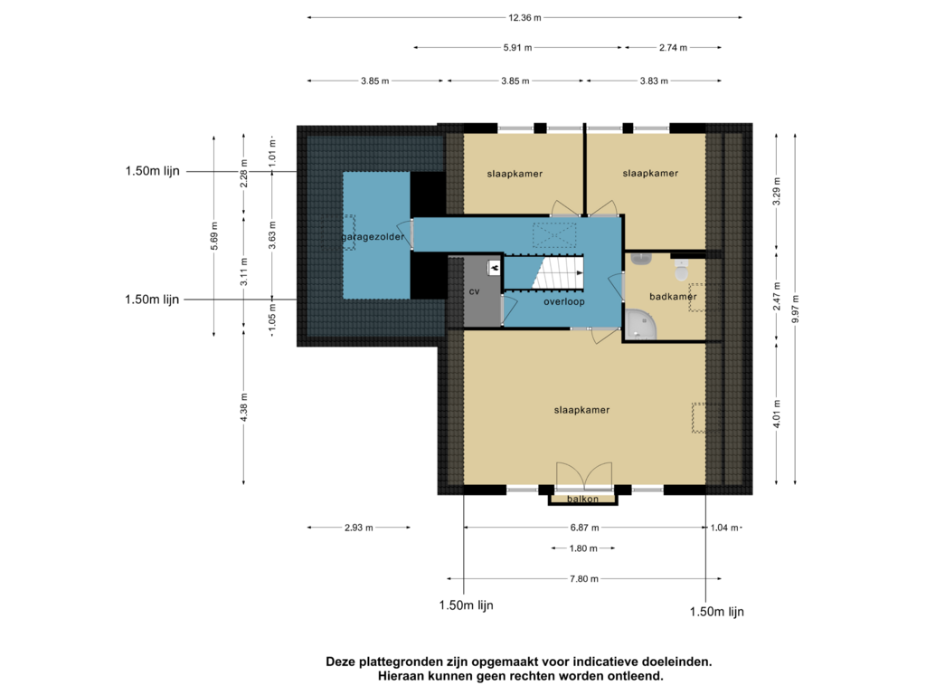 View floorplan of 1e verdieping of De Fenne 5