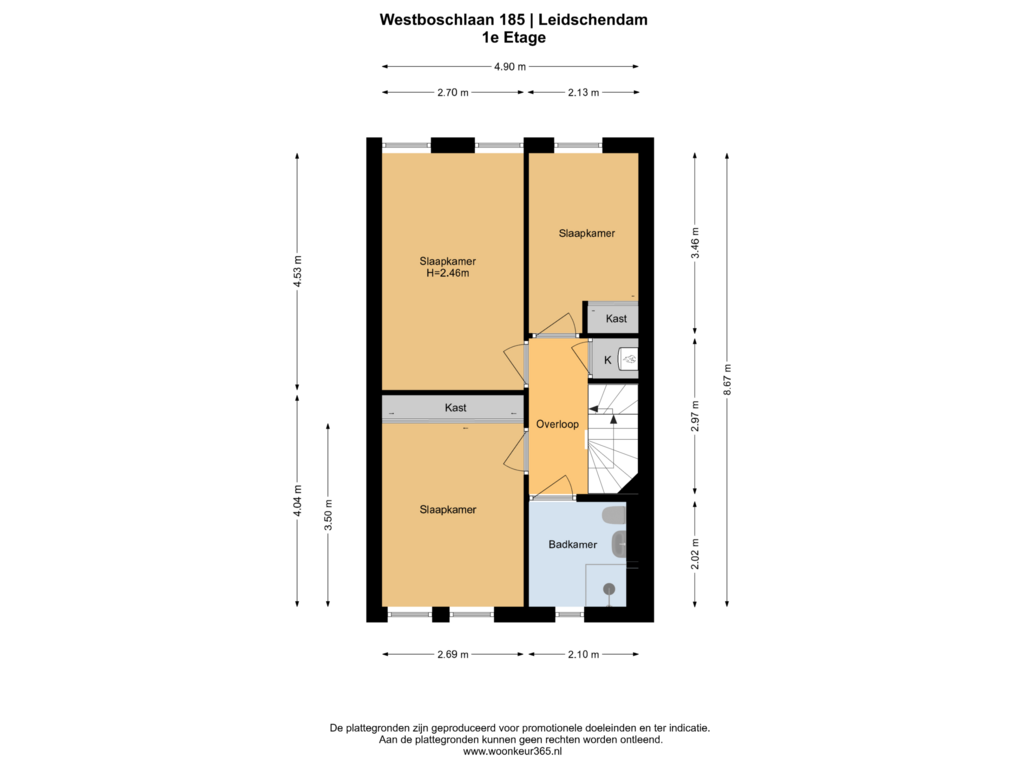 Bekijk plattegrond van 1e Etage van Westboschlaan 185