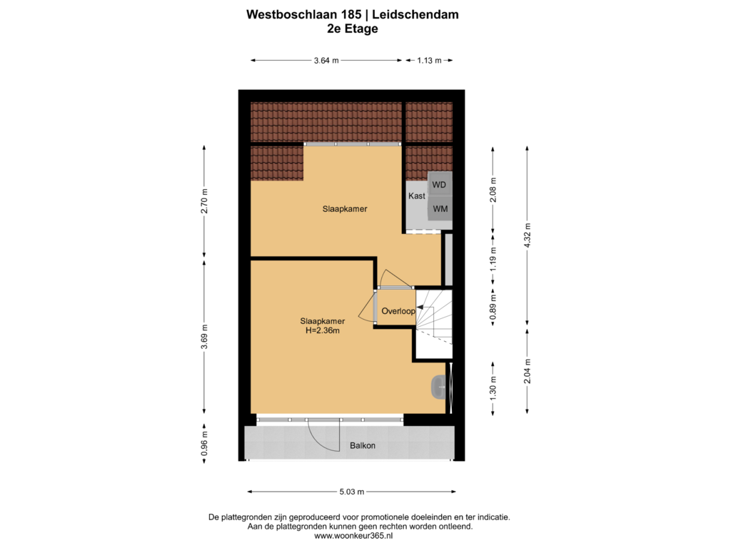 Bekijk plattegrond van 2e Etage van Westboschlaan 185