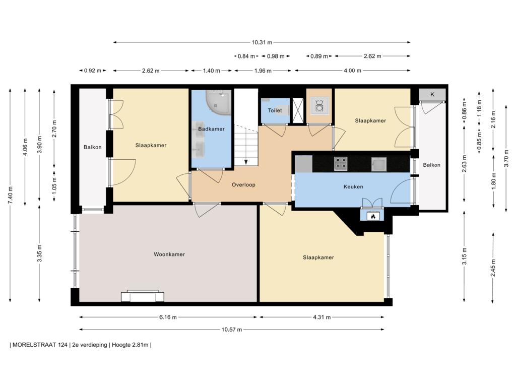 View floorplan of 2e Verdieping of Morelstraat 124