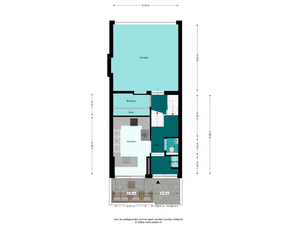 Bekijk plattegrond van Begane grond + Tuin van Kweekhoven 16