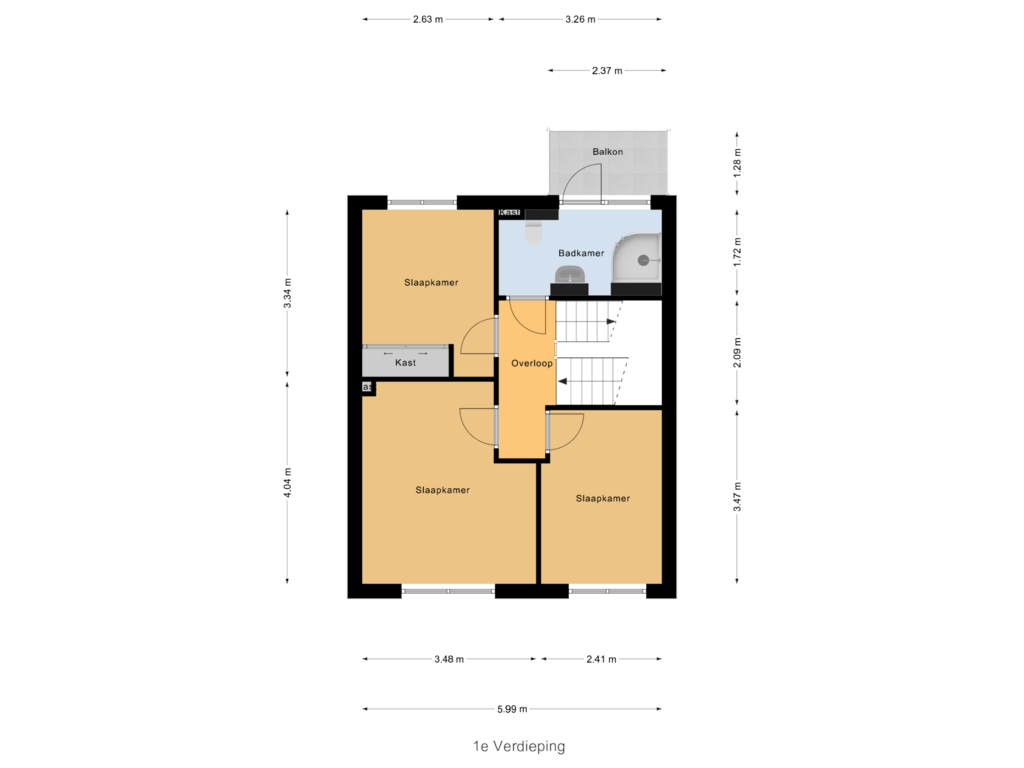 Bekijk plattegrond van 1e Verdieping van Doornboomstraat 26