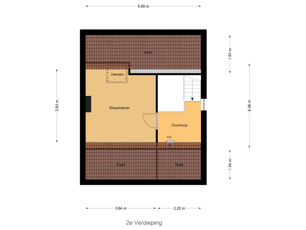 Bekijk plattegrond van 2e Verdieping van Doornboomstraat 26