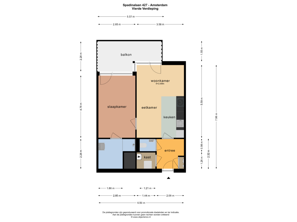 View floorplan of VIERDE VERDIEPING of Spadinalaan 427