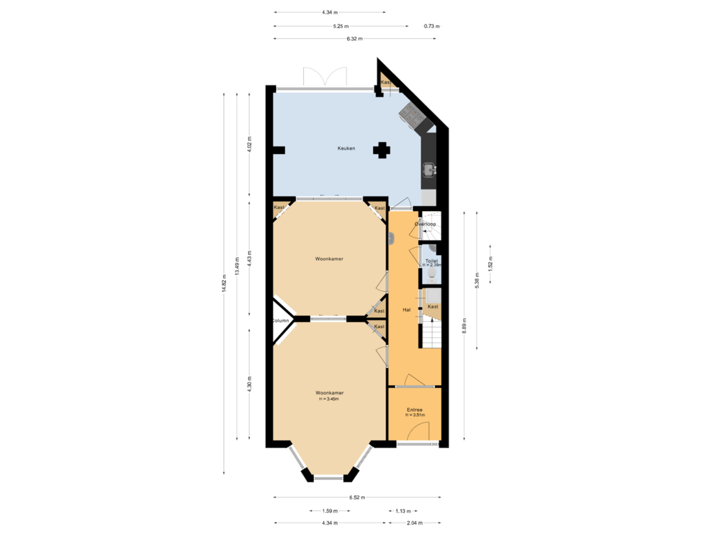 Bekijk plattegrond van Begane grond van Spanjaardslaan 111