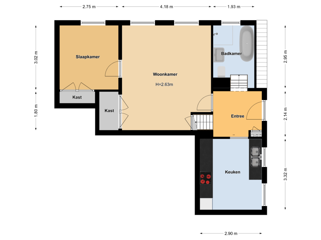 View floorplan of Floor 1 of Oud-Loosdrechtsedijk 12