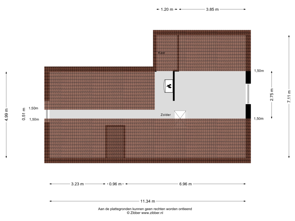 Bekijk plattegrond van Zolder van Tolhuis 1