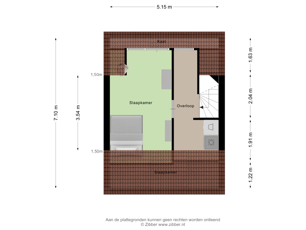 View floorplan of Tweede verdieping of Roerstraat 75