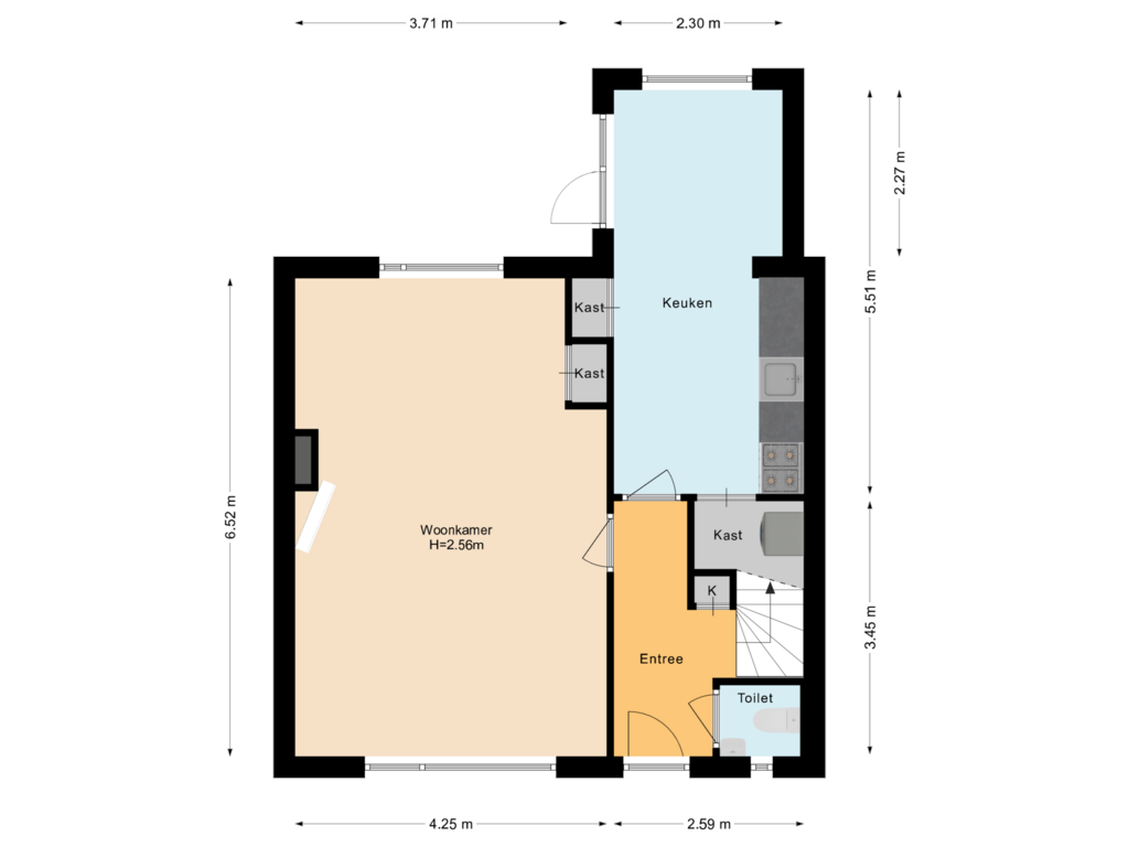 Bekijk plattegrond van Begane grond van Wilhelminastraat 10