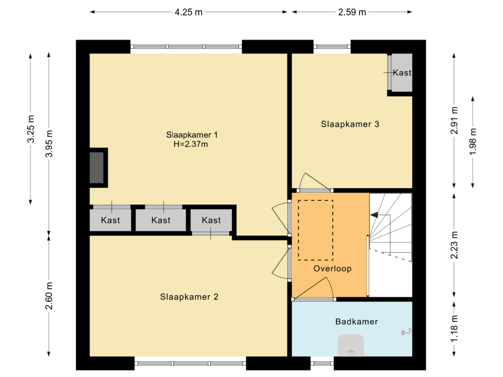 Bekijk plattegrond van Eerste verdieping van Wilhelminastraat 10