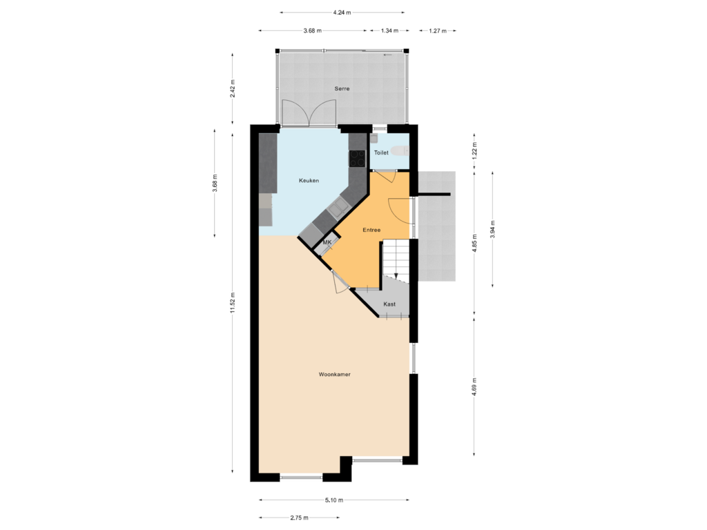 View floorplan of Begane Grond of Oostdorpseweg 22