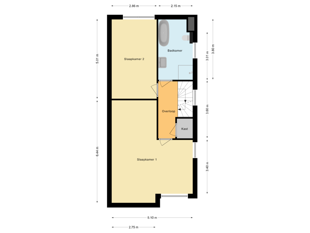 View floorplan of Eerste verdieping of Oostdorpseweg 22