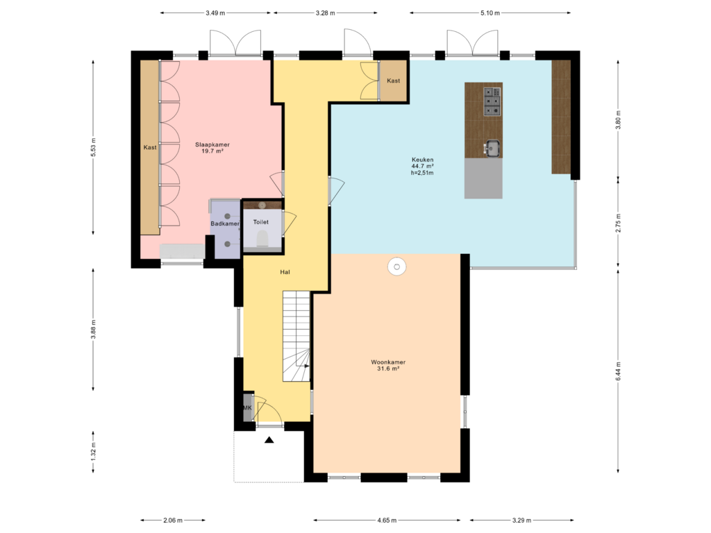 View floorplan of Begane grond of Telgterweg 18