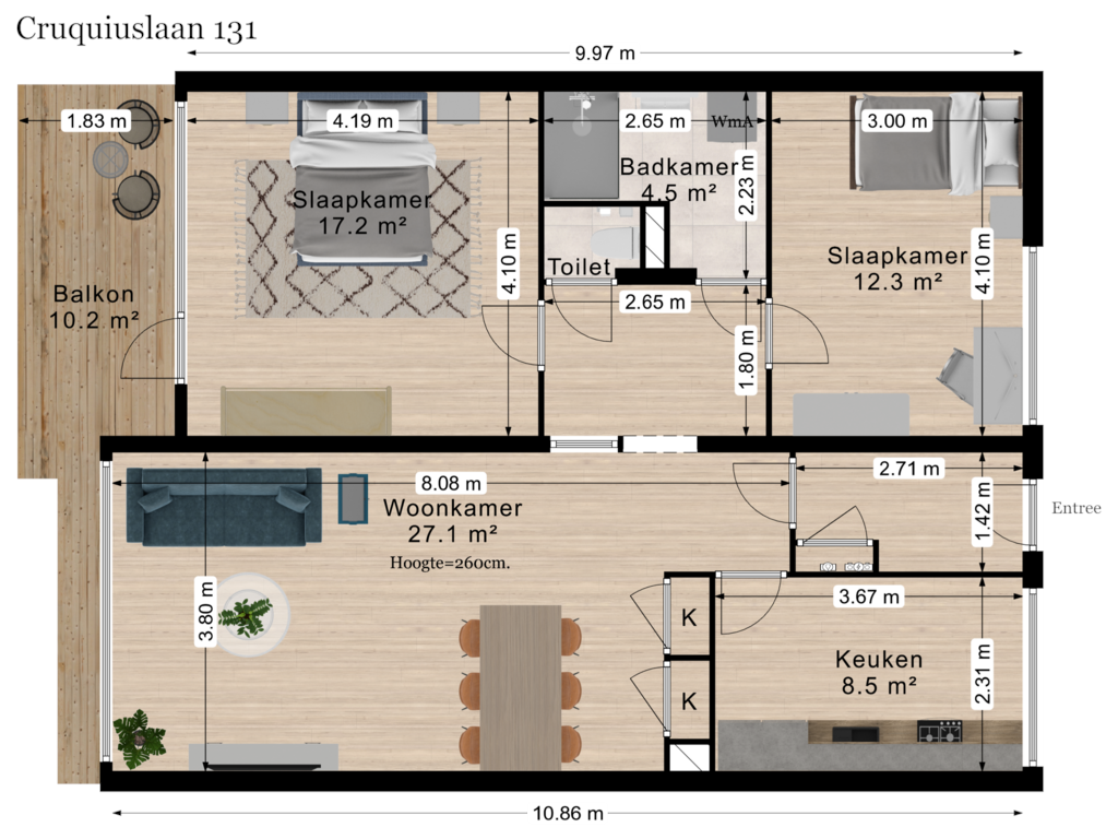 View floorplan of Woonlaag of Cruquiuslaan 131