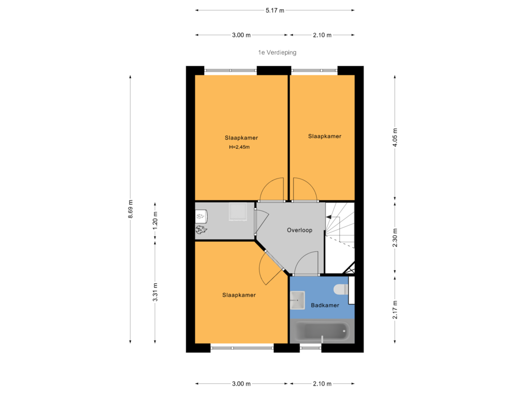 Bekijk plattegrond van 1e Verdieping van Brahmsstraat 29