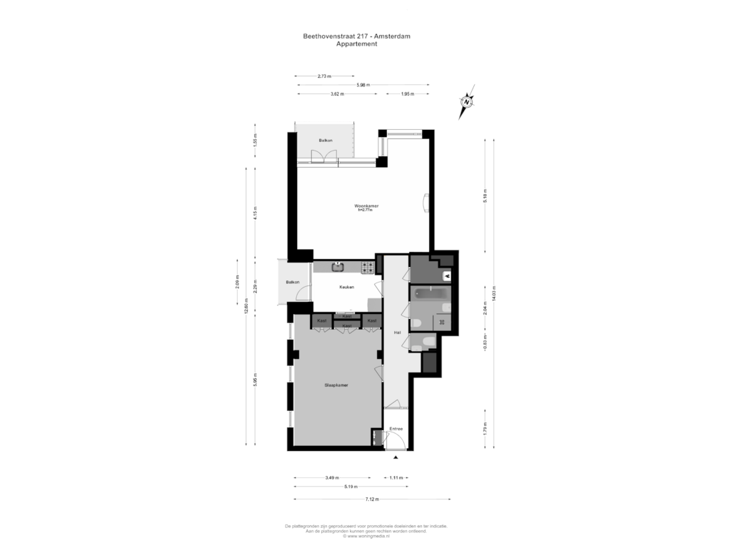 Bekijk plattegrond van Appartement van Beethovenstraat 217