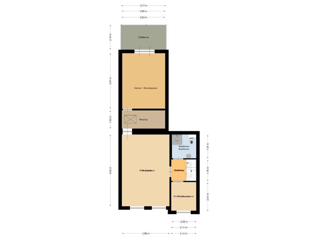 View floorplan of Eerste verdieping of Geerstraat 28