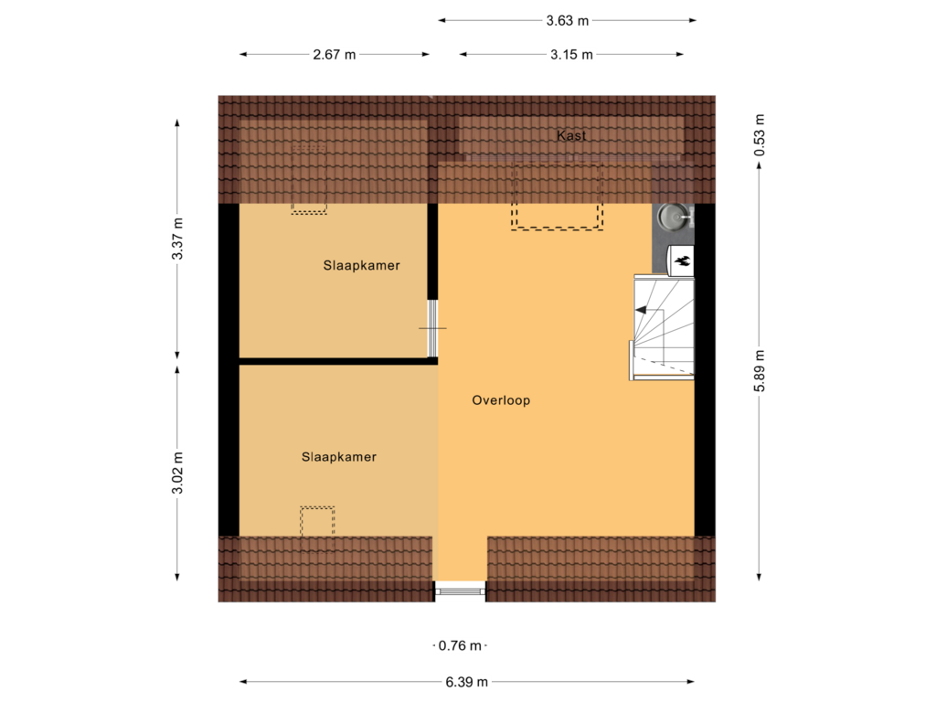 View floorplan of Tweede verdieping of Geerstraat 28